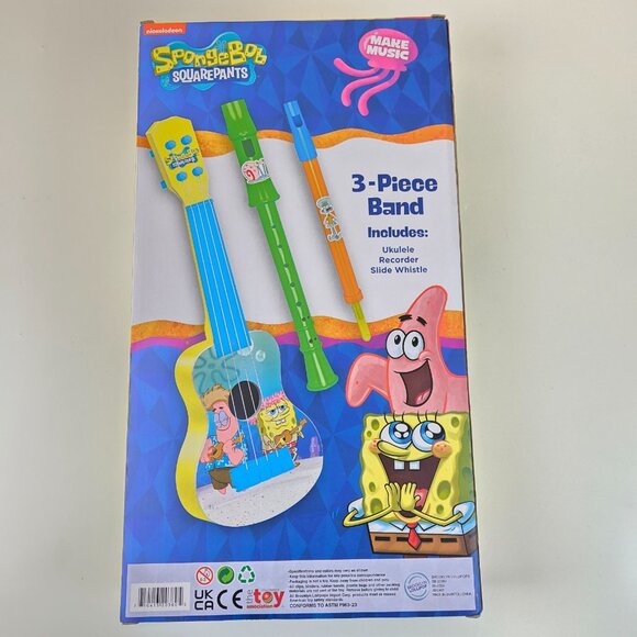 SpongeBob SquarePants 3-Piece Band Set Ukulele Recorder Slide Whistle New Toy - Picture 6 of 11